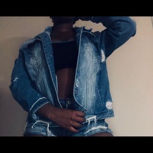 Speak Another Language Ripped Jean Jacket